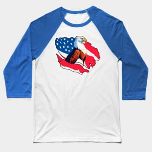 4th of July Patriotic Eagle with American Flag Baseball T-Shirt